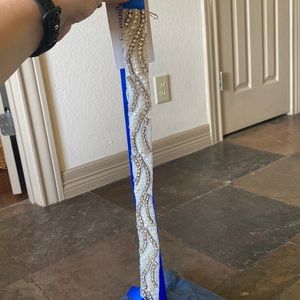 Silver and Blue Bridal Belt Pearl Rhinestone Bridal Bridesmaid